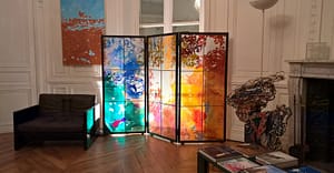 "Canopée", Paravent en vitrail, 3 x 160H x 70L cm, 2014