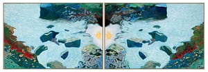 "La source", Acryl. sur toiles et feuilles d'or, 2 x 130H x 195L cm, 1986, Coll. privée Corée du sud. Jean-Paul Agosti