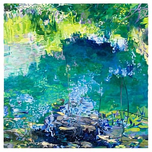 "Bassin bleu", Aqua. sur Arches, 103 x 103 cm, 2021.