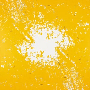 "Jardin feu blanc" - Jean-Paul AGOSTI - 1995 Acryl. et feuilles d'or sur toile - 200x200 (Triptyque partie centrale), Coll. ISMANS, Le Mans, Sarthe, France cat.raisonné n°678 Bis